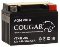 Аккумулятор мотоциклетный COUGAR AGM VRLA 12V4 YTX4L-BS