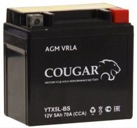  Аккумулятор мотоциклетный COUGAR AGM VRLA 12V5 YTX5L-BS